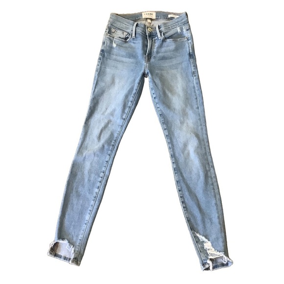 Women’s Petite Frame Denim Blue Skinny Jeans High-Rise Size 24 - Picture 2 of 12